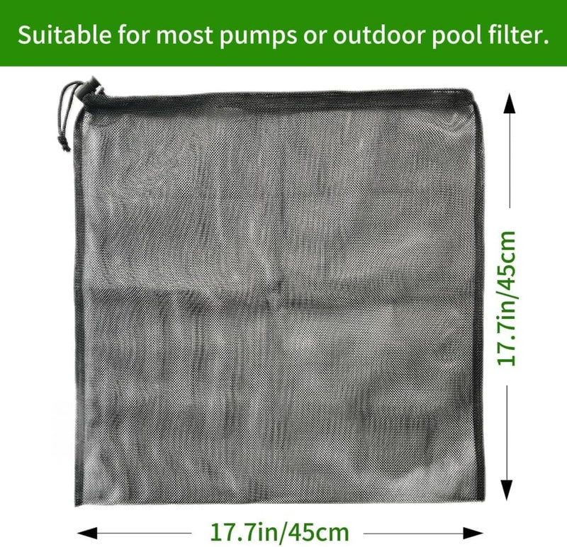 IWBOTQ 2 Pcs 17.7" x 17.7" Pond Pump Cover, Pond Pump Filter Bag, Black Media Bag Large Pump Mesh Bag for Outdoor Water Ponds Filters, Water Filter Pump, Outdoor Ponds, Garden, Swimming Pool (2Pcs) - Image 2